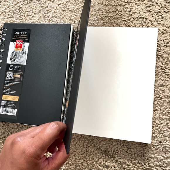 Arteza Sketchbook | Spiral-Bound Hardcover | Black | 5.5 x 8.5” - Pack of 2 - Picture 3 of 4